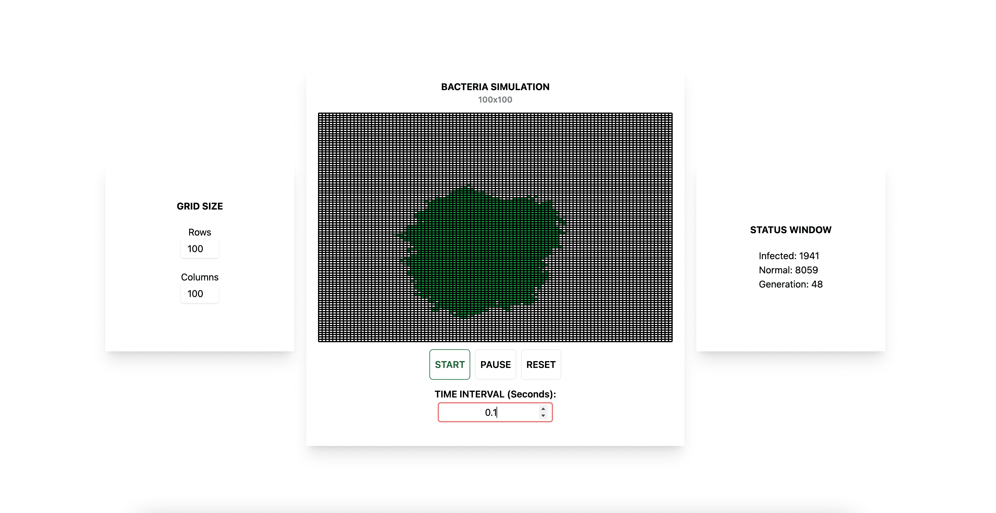 Preview of the bacteria simulator.